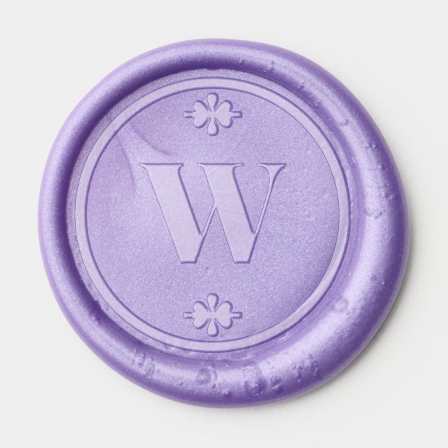 Mauve Lilac Wedding Minimalist Monogram Initial Wax Seal Sticker (Front)