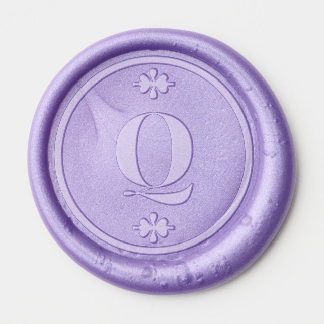  Mauve Lilac Wedding Minimalist Monogram Initial Wax Seal Sticker (Front)