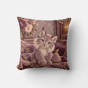 Mauve Lynx Ornate Plum Floral Reading Room Throw Pillow