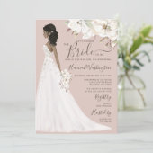 Mauve Magnolia Bride in Glitter Gown Bridal Tea Invitation (Standing Front)