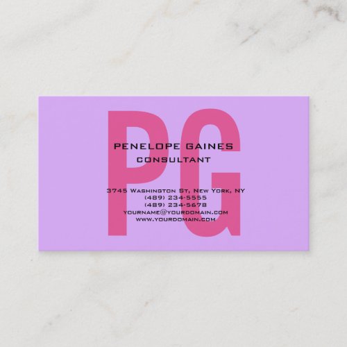 Mauve Mallow Pink Original Classical Chic Monogram Business Card
