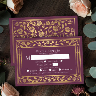 Mauve Medieval Sword Wedding RSVP Enclosure Card