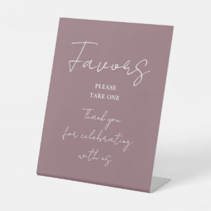 Mauve Minimalist Elegant Script Favors Pedestal Sign