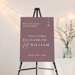 Mauve Minimalist Monogram Wedding Welcome Sign