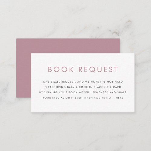 Mauve Minimalist Typography Book Request Enclosure Card