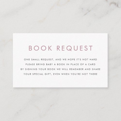 Mauve Minimalist Typography Book Request Enclosure Card