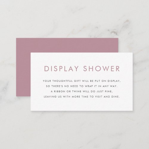 Mauve Minimalist Typography Display Shower Enclosure Card