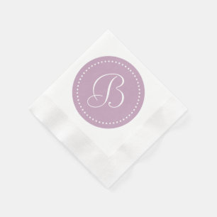 Mauve Mist/White Dot Monogram Napkins