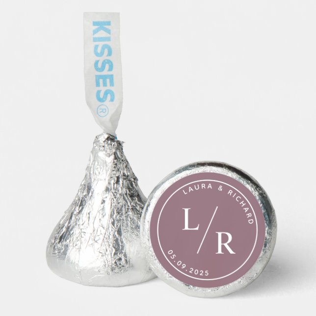 Mauve Modern Wedding Monogram Hershey Kisses Hershey®'s Kisses® (Front)