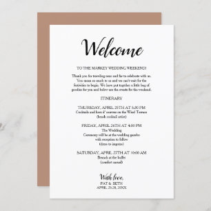 Mauve modern Wedding Weekend Itinerary Invitation