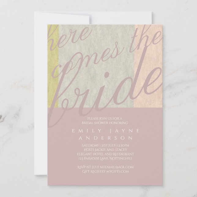 Mauve Moods Typography Bridal Shower Modern Invitation (Front)