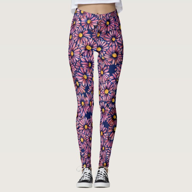 Mauve Moody Daisies                                Leggings (Front)