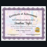 Mauve Mosaic Certificate of Achievement<br><div class="desc">This is a certificate of achievement.  Generally,  for a church,  but can be used for other things also.</div>
