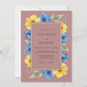 Mauve Mustard Painted Wedding Invitation
