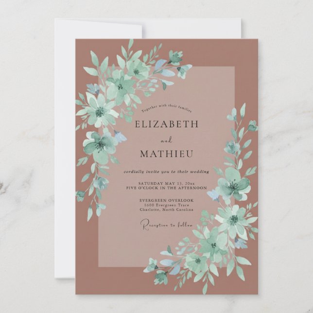 Mauve Muted Boho Wedding Invitation (Front)