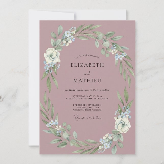 Mauve Muted Meadow Wedding Invitation (Front)