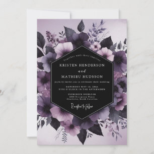 Mauve Nocturnal Flora Wedding Invitation