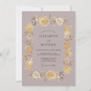 Mauve Opulent Rose Wedding Invitation