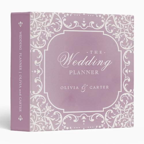 Mauve ornate romantic vintage wedding planner 3 ring binder