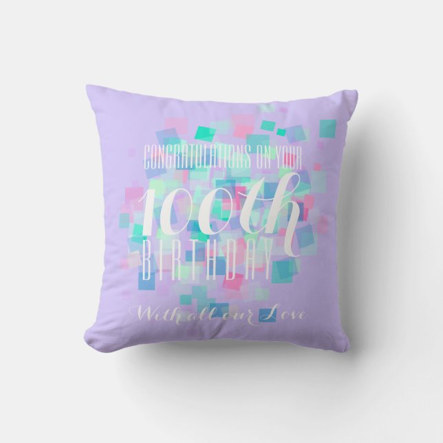 Mauve Pastel Colors 100th Birthday Custom Pillow (Front)