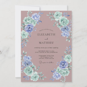 Mauve Periwinkle Ranunculus Eucalyptus Wedding Invitation