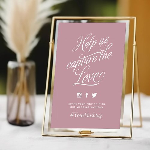Mauve Personalized Wedding Hashtag Sign