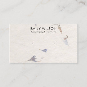 MAUVE PETAL HANDMADE PAPER STUD EARRING DISPLAY BUSINESS CARD