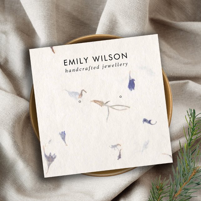 MAUVE PETAL HANDMADE PAPER STUD EARRING DISPLAY SQUARE BUSINESS CARD (Creator Uploaded)