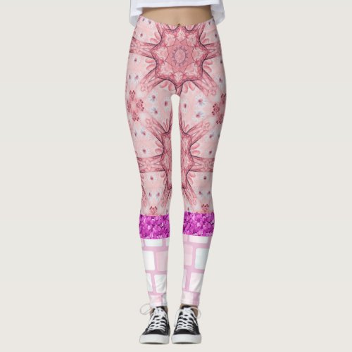 Mauve Pink Brick Leggings Floral