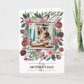 Mauve Pink Burgundy Sage Green Floral Mother's Day Holiday Card (Front)