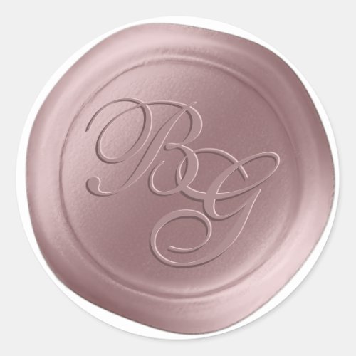 Mauve Pink Calligraphy Monogram Wax Seal Stickers