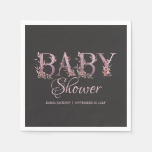 Mauve Pink Elegant Floral Chic Girl's Baby Shower Napkins