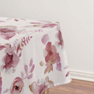 Mauve Pink Elegant Floral Chic Girl's Baby Shower Tablecloth