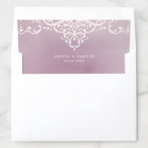 Mauve pink elegant romantic vintage wedding envelope liner