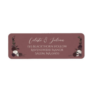 Mauve Pink Floral Skull Gothic Return Address Label