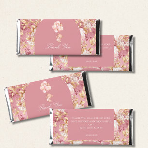 Mauve Pink, Florals Baby Shower Wrapper Hershey Bar Favors