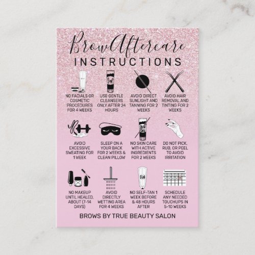 Mauve Pink Glitter Brows Aftercare Icon Business Card