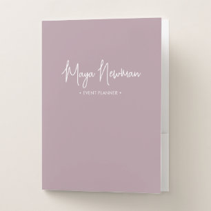 MAUVE PINK Modern Minimalist Feminine Monogram Pocket Folder