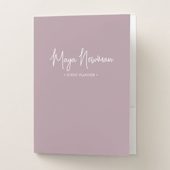 MAUVE PINK  Modern Minimalist Feminine Monogram  Pocket Folder (Front)