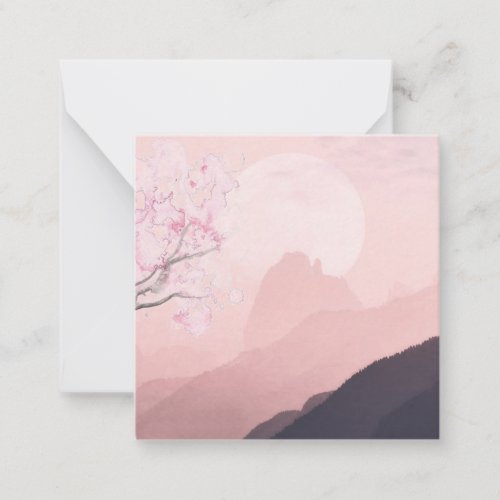 Mauve Pink Mountains and Sun Horizon  Note Card