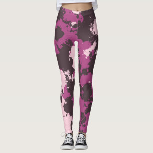 Abstract Paint Splatter Pink Flamingo Capri Leggings, Zazzle