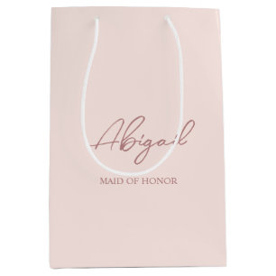 Mauve & Pink Personalized Wedding Party Name Gift Medium Gift Bag