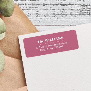 MAUVE PINK ROSE Bold Modern Elegant family name Label