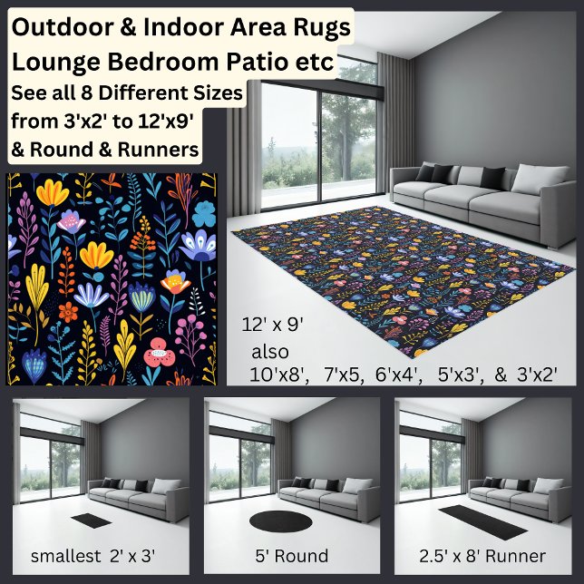 Mauve Pink Yellow Blue Abstract Flowers Dark Area Rug (Creator Uploaded)