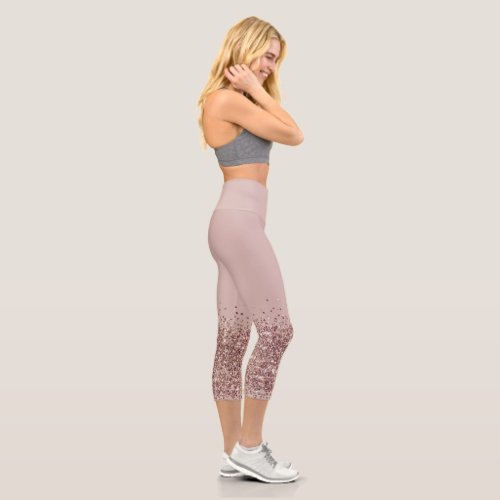 Mauve Pink Yoga Pants High Waisted Capris