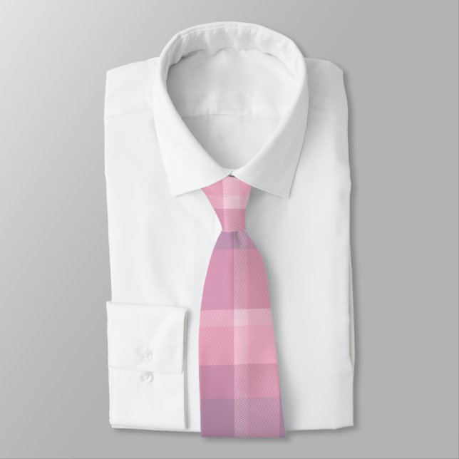 Mauve Plaid Pattern Neck Tie (Tied)