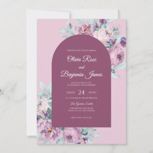 Mauve Plum Petal Wedding Invitation
