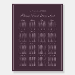 Mauve Plum Wedding Seating Chart Foam Board