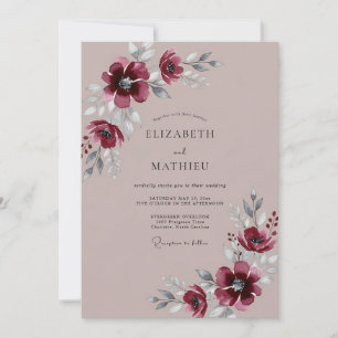 Mauve Polished Winter Wedding Invitation