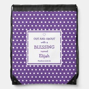 Mauve Polka Dot Personalized Baby Diaper Travel Drawstring Bag